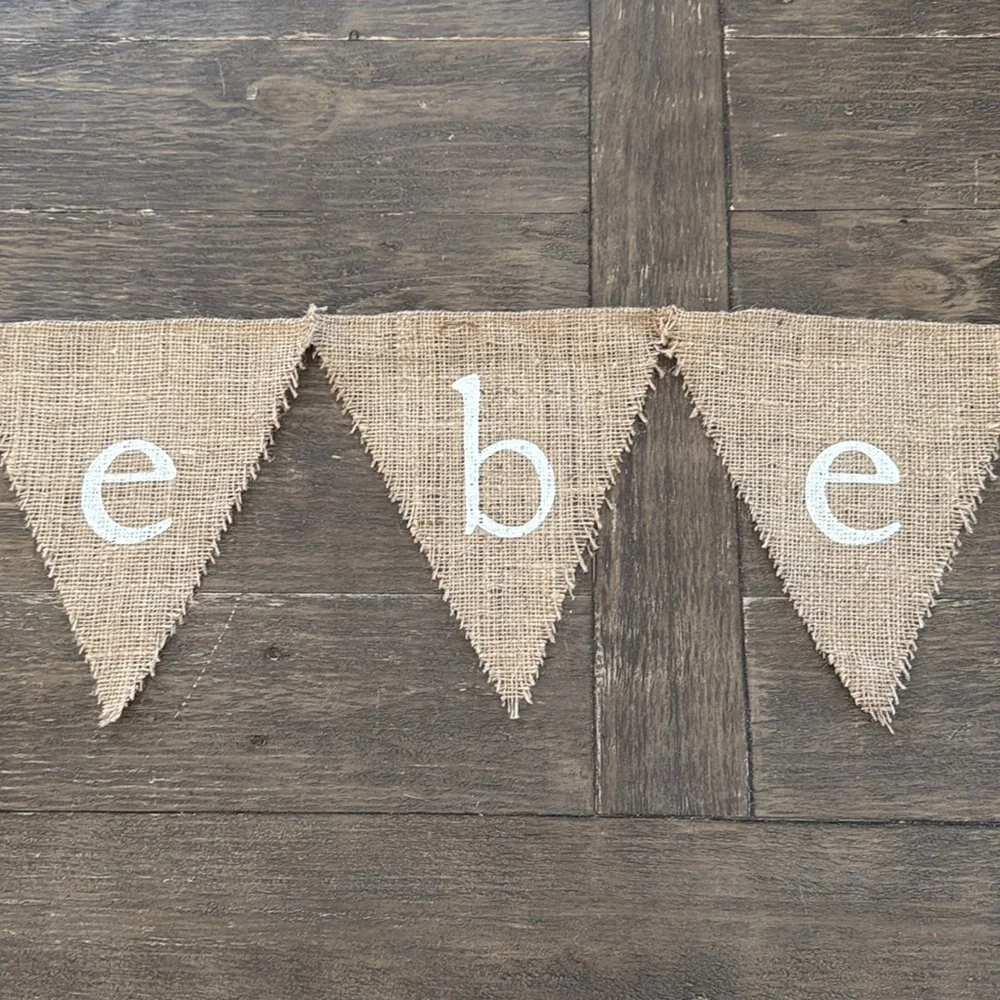 Burlap 'Bebe' Banner with White Hearts - Picture 5 of 8